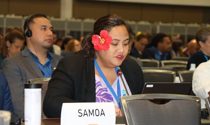 Samoa, as Chair of AOSIS, flags special circumstances of SIDS at plastic treaty talks.