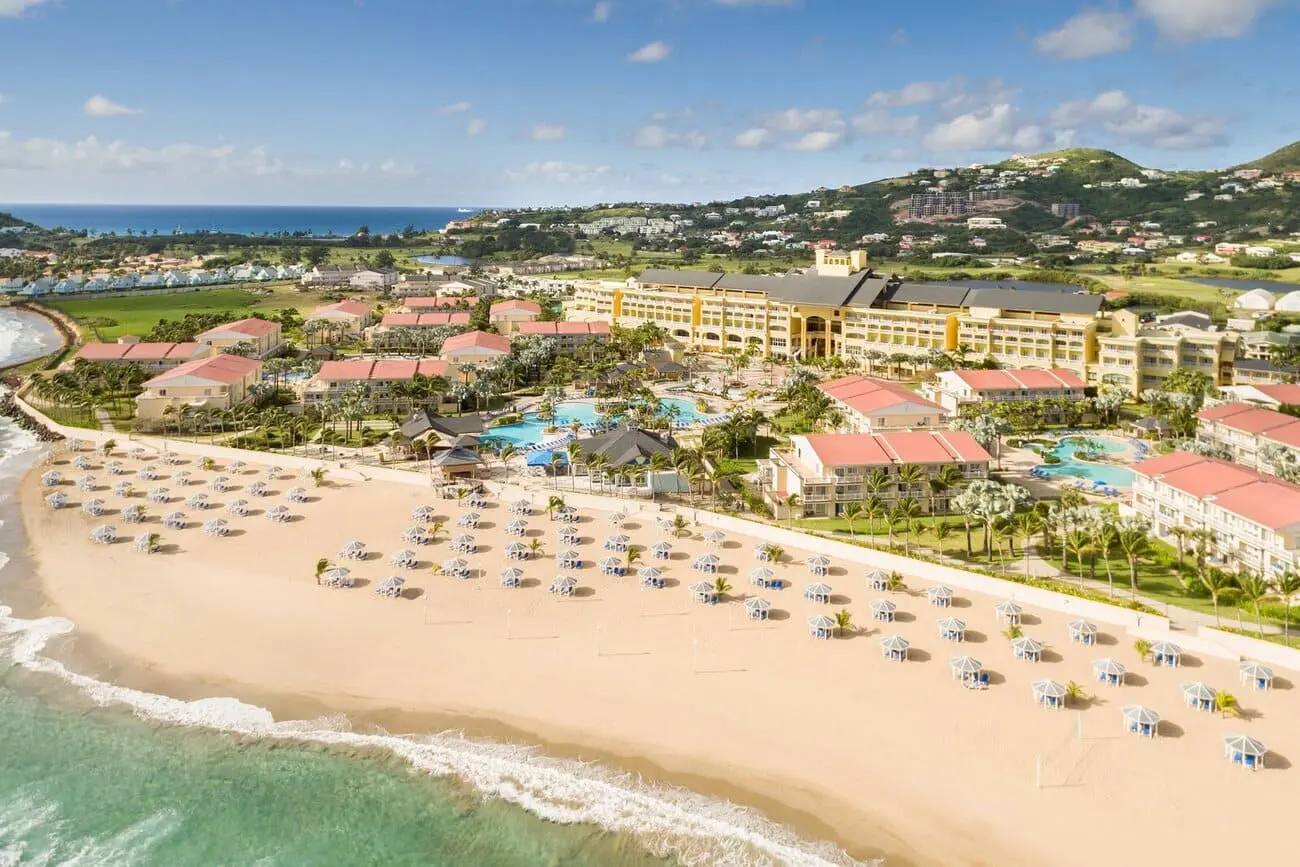 Bird's eye view of St. Kitts Marriott Resort and the Royal Beach Casino