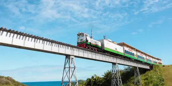 Scenic view of the St. Kitts Railway passing over the landscape