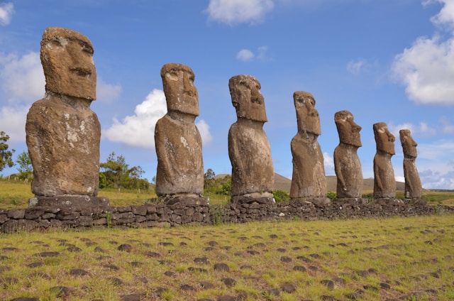 ‘Moai designs are getting lost’: extreme weather chips away at Easter Island statues